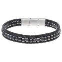 Pulsera piel, acero y piedras - BALI060BR-N