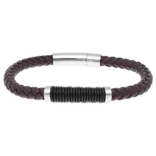 Pulsera piel y acero - 87BR007-M
