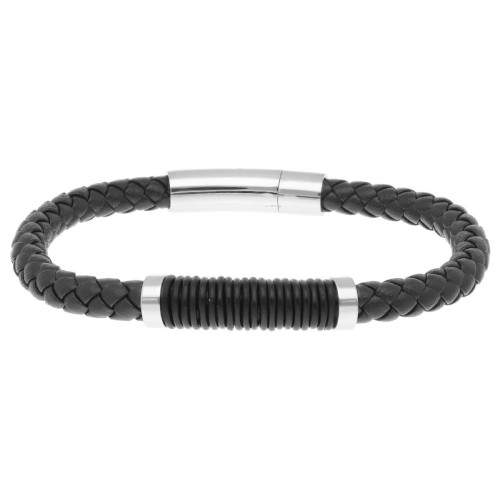 Pulsera piel y acero - 87BR007-N