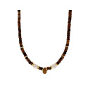 Collar acero, perlas y ojo de tigre - SHA222CL