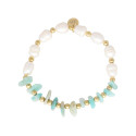 Pulsera acero,perlas y piedras naturales - SHA232