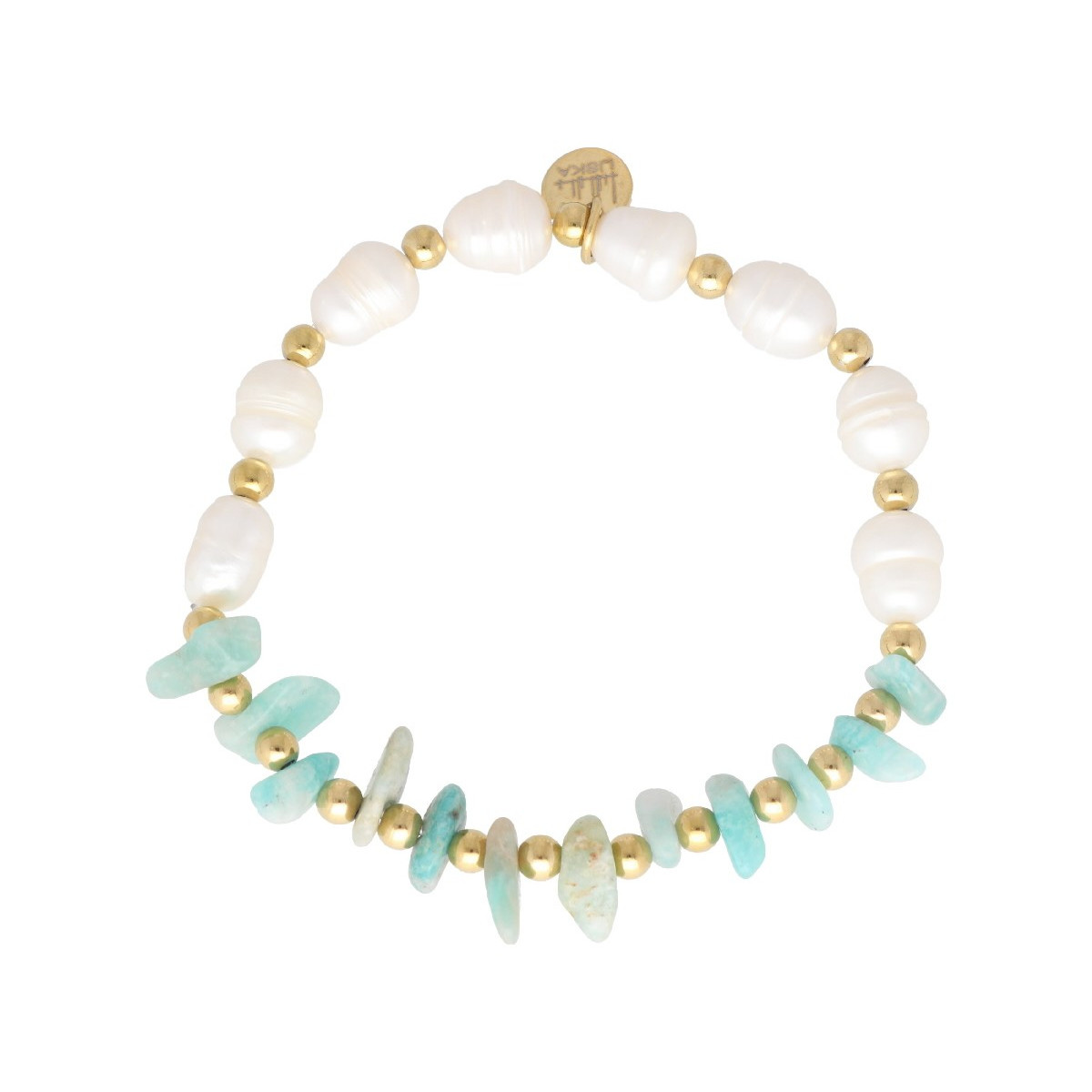 Pulsera acero,perlas y piedras naturales - SHA232