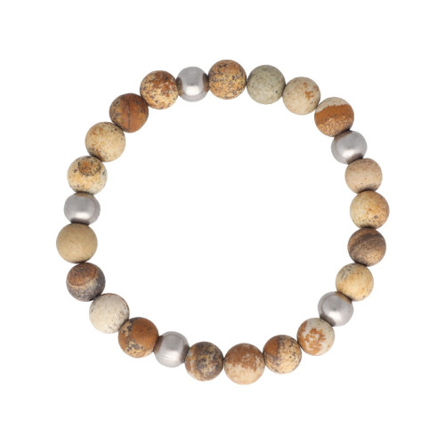 Pulsera acero y piedras naturales - BALI073BR