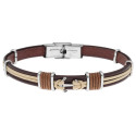Pulsera acero y piel - NTK043BR