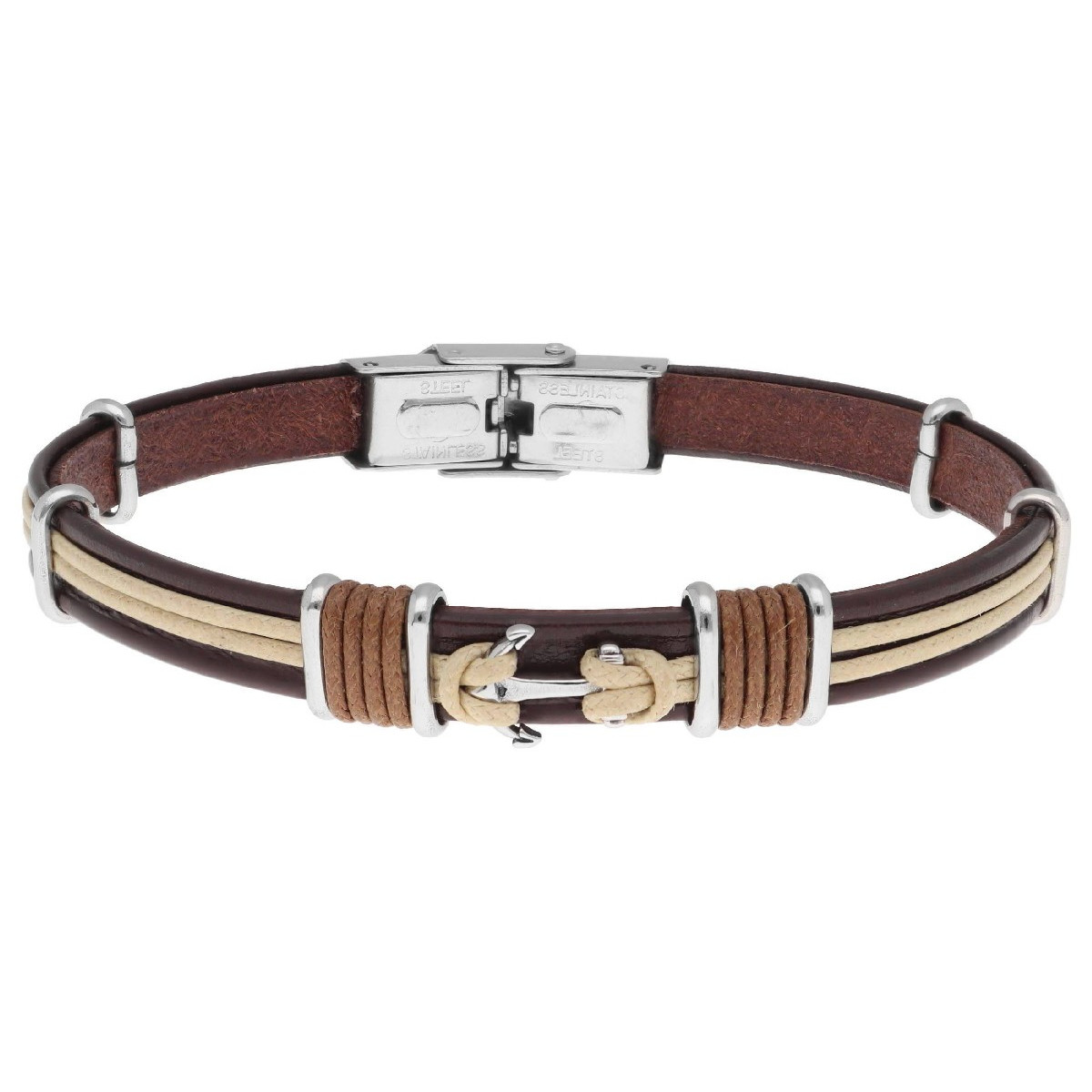 Pulsera acero y piel - NTK043BR