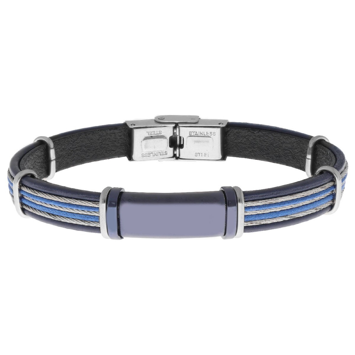 Pulsera acero y piel - 84BA1544