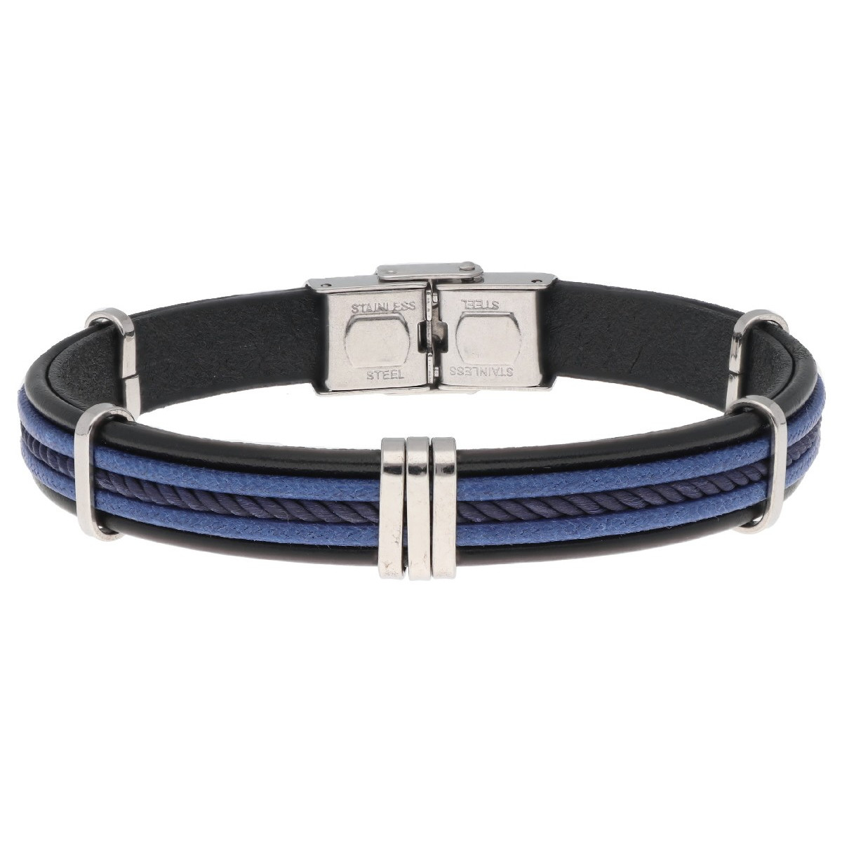 Pulsera acero y piel - 84BA1548