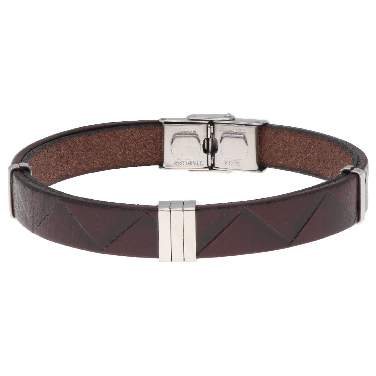 Pulsera acero y piel - 84BA1536-M