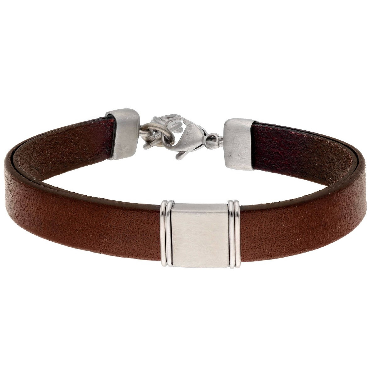 Pulsera acero y piel - 84BA1557-M