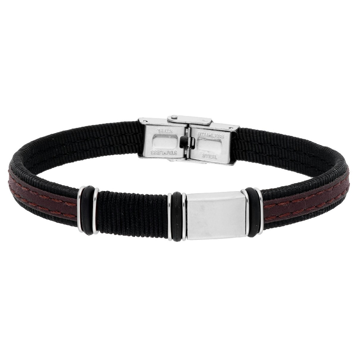 Pulsera acero y piel - 87BR012-M