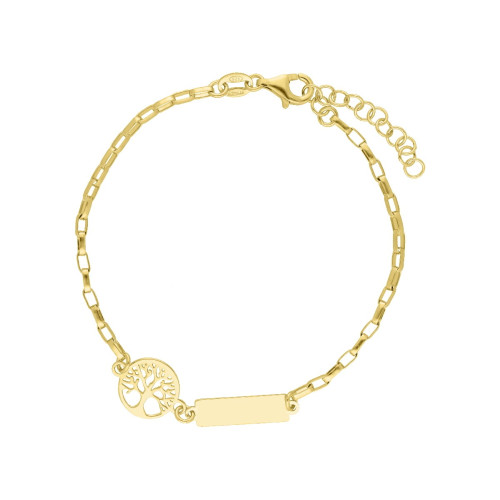 Pulsera plata placa y árbol de la vida - LAF6387BR-D