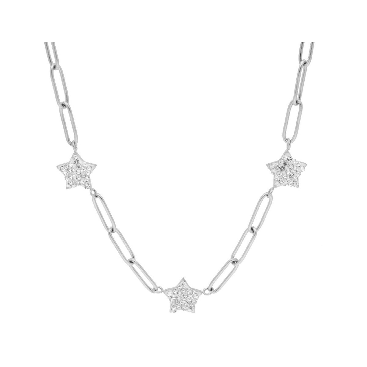 Collar estrellas acero y circonitas 40+5 - CH046CL
