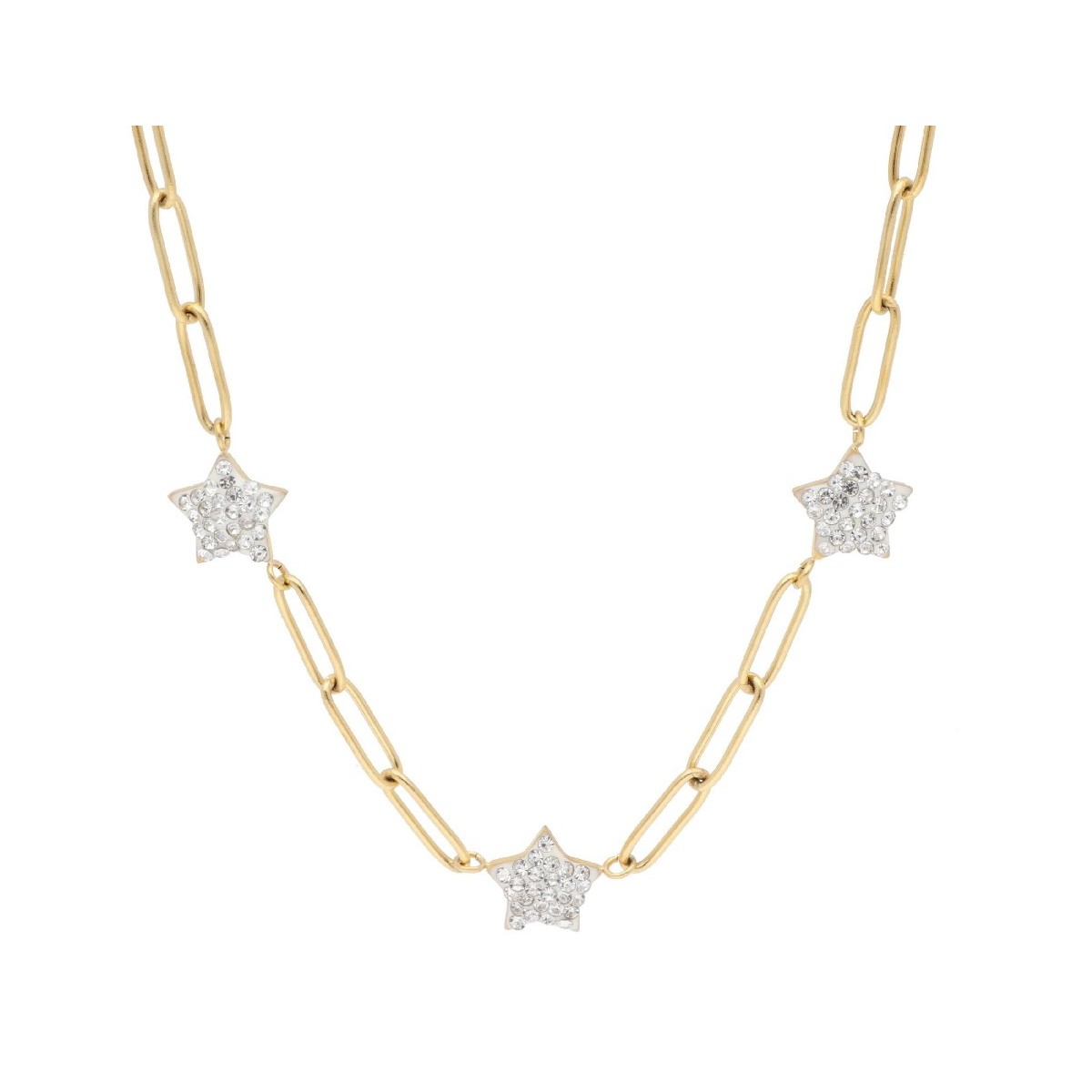 Collar estrellas acero y circonitas 40+5 - CH046CL-D