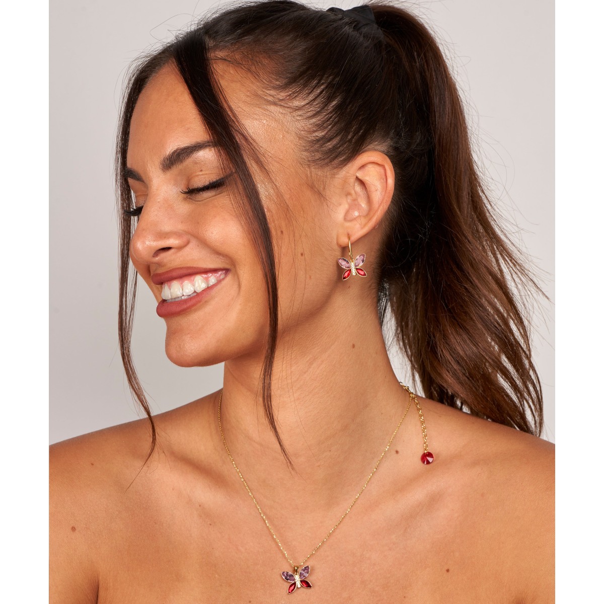 Ptes mariposa plata y Liska Crystals - LSW0187A-1DL