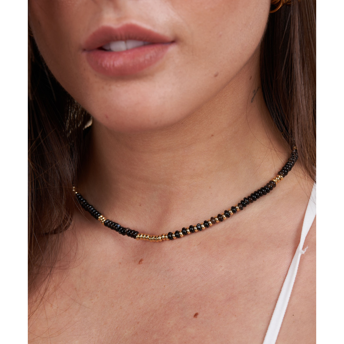 Collar acero y piedras naturales - SHA228CL