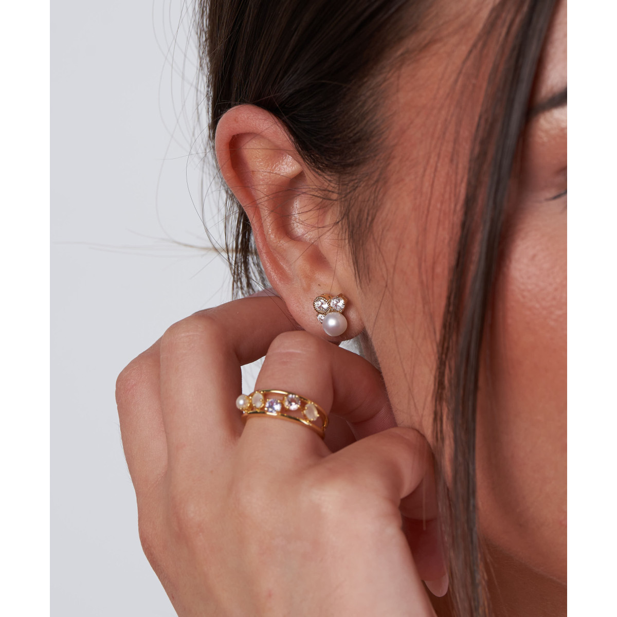 Conjunto plata, perla natural y circonitas - MEP038C-D