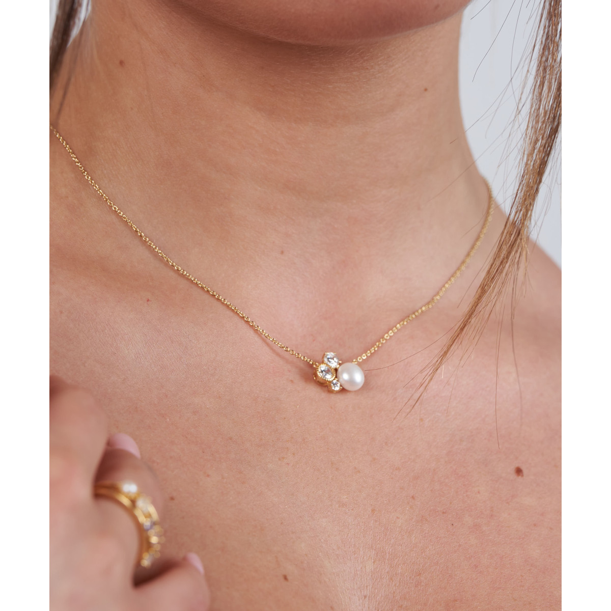 Conjunto plata, perla natural y circonitas - MEP038C-D