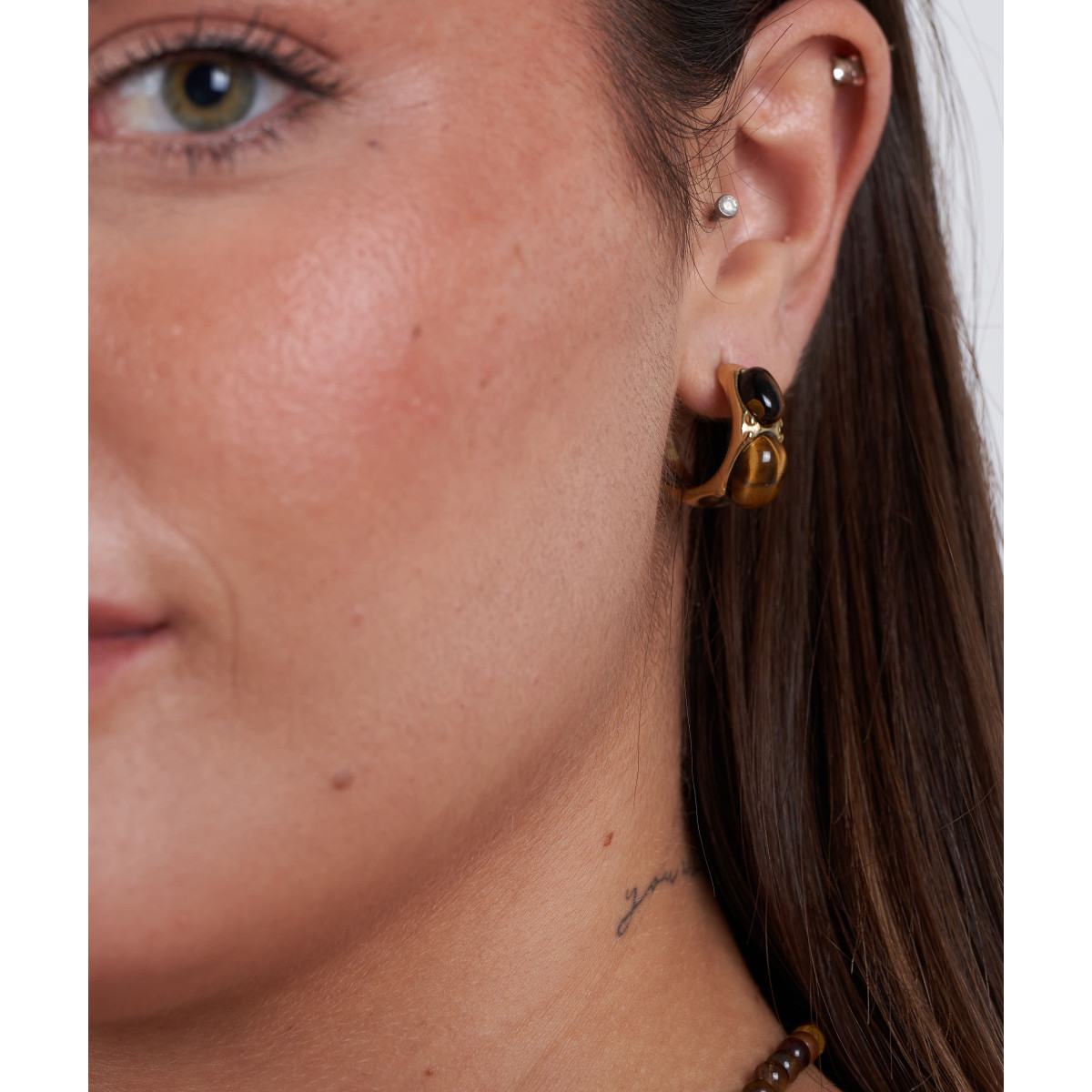 Pendientes acero y piedras naturales - SHA219A
