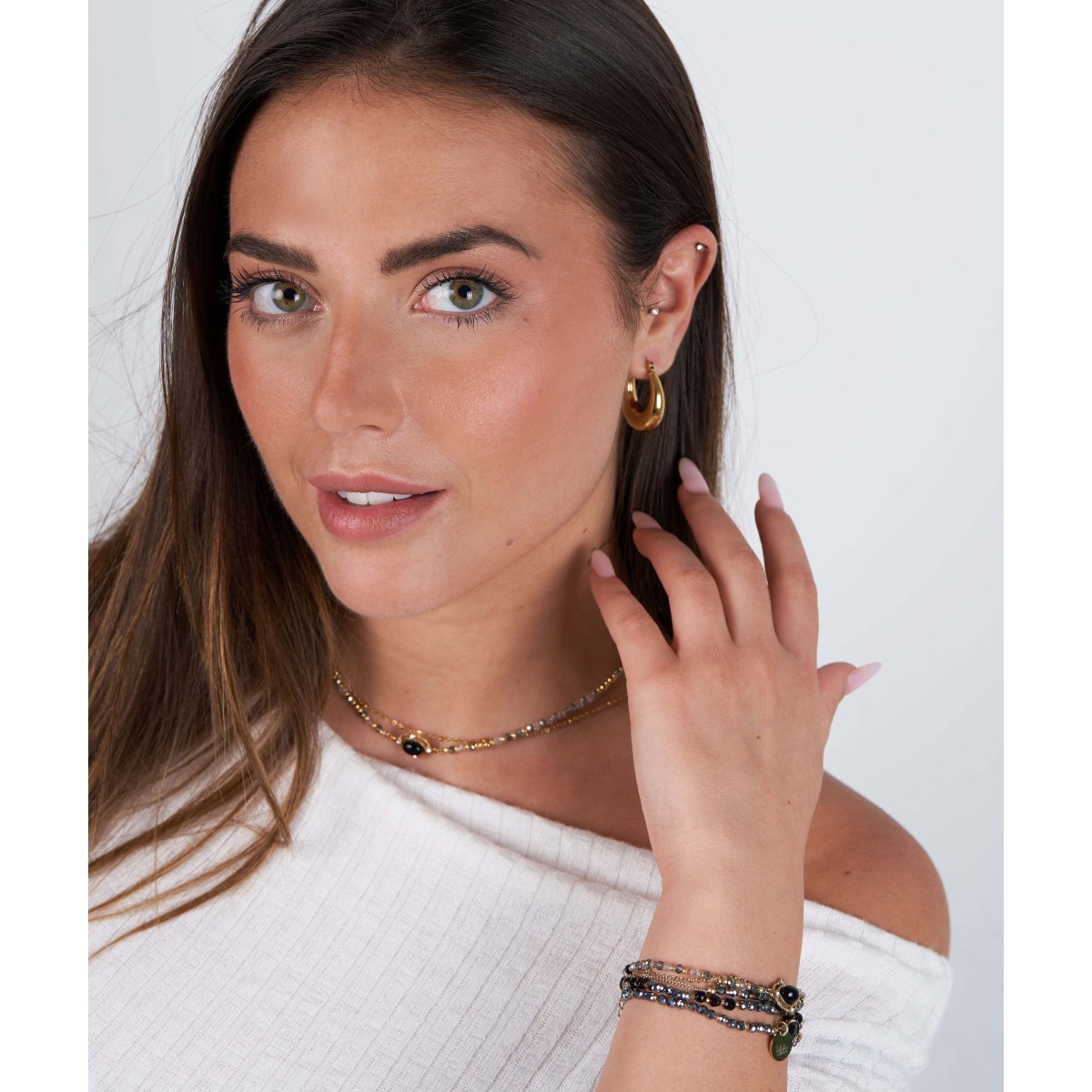 Pulsera acero y piedras naturales - SHA214BR