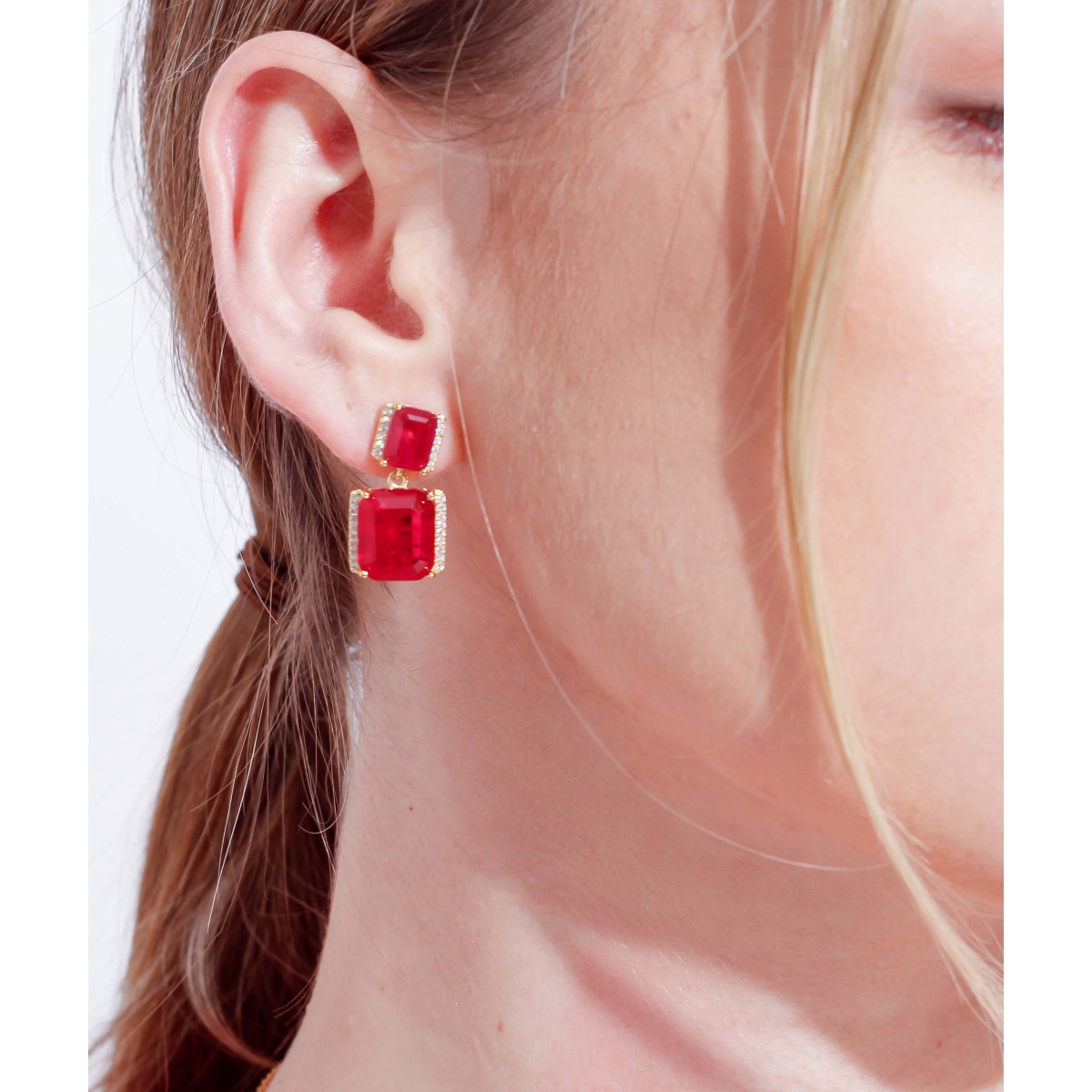 Pendientes plata y circonitas - MED388A-RD