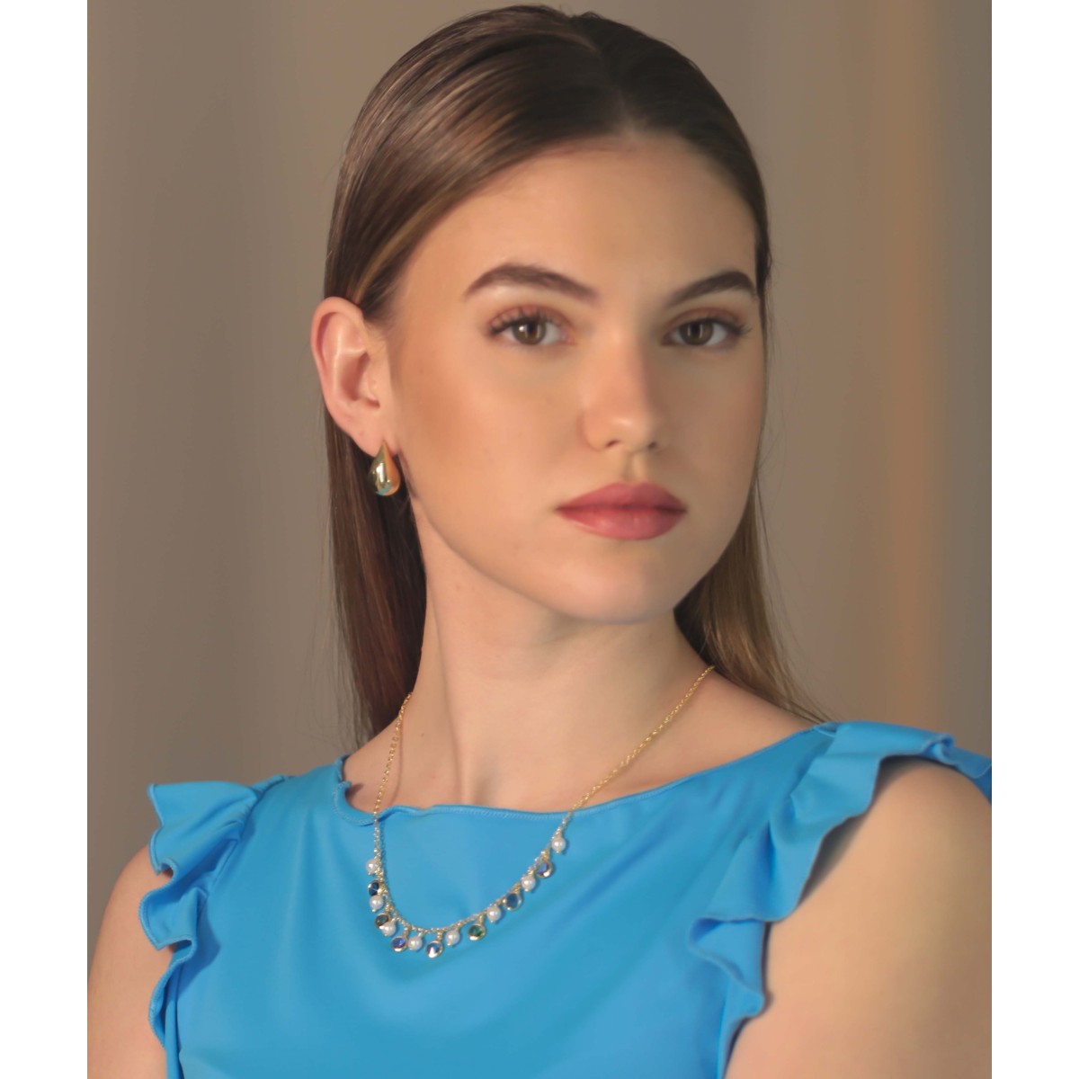 Collar plata y perlas  Liska Crystals - LSW4395CL-D