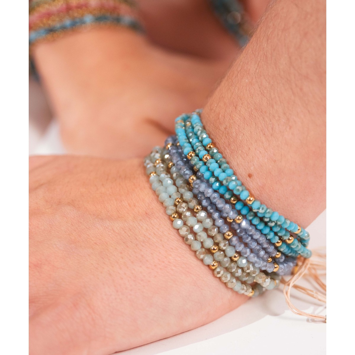 Pulsera acero y piedras naturales - SHA194