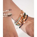 Pulsera acero perlas y piedras naturales - SHA201