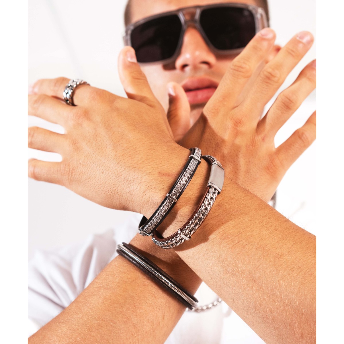 Pulsera piel y acero - RB224BR-M