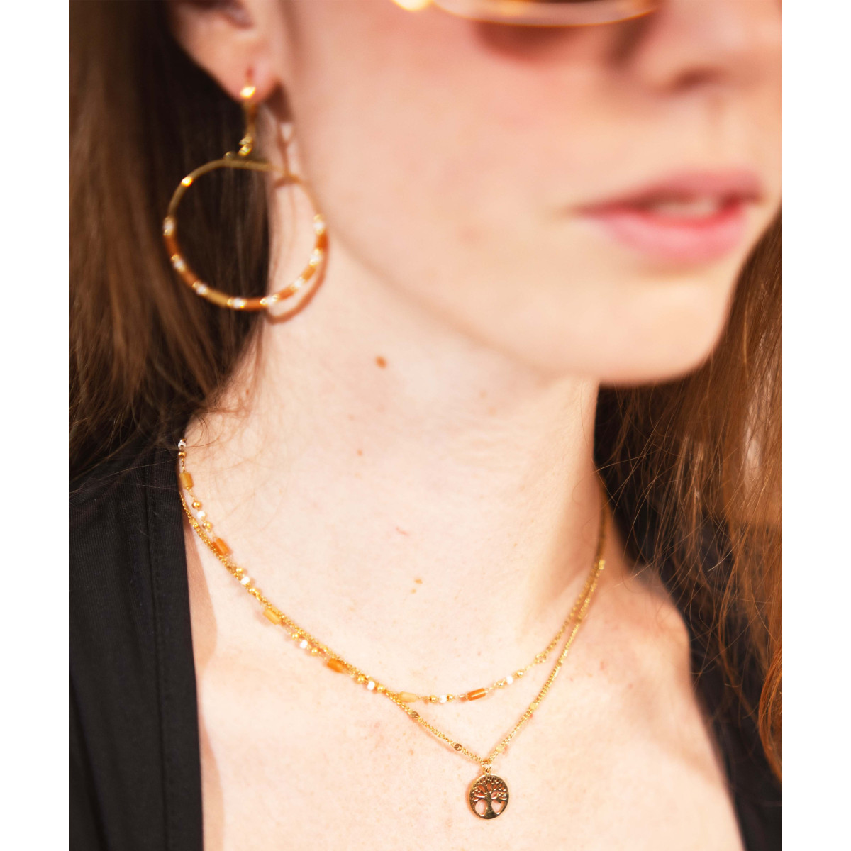 Ptes acero, red adventurine y miyuki - SHA211A