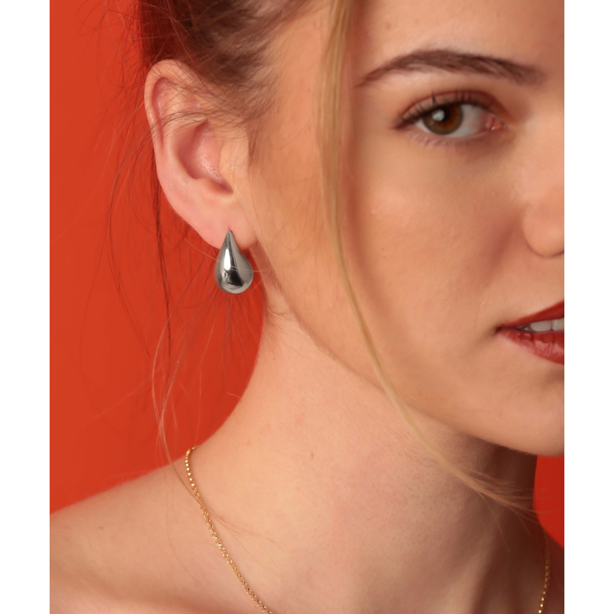 Pendientes gota de acero 27mm largo - CH070A