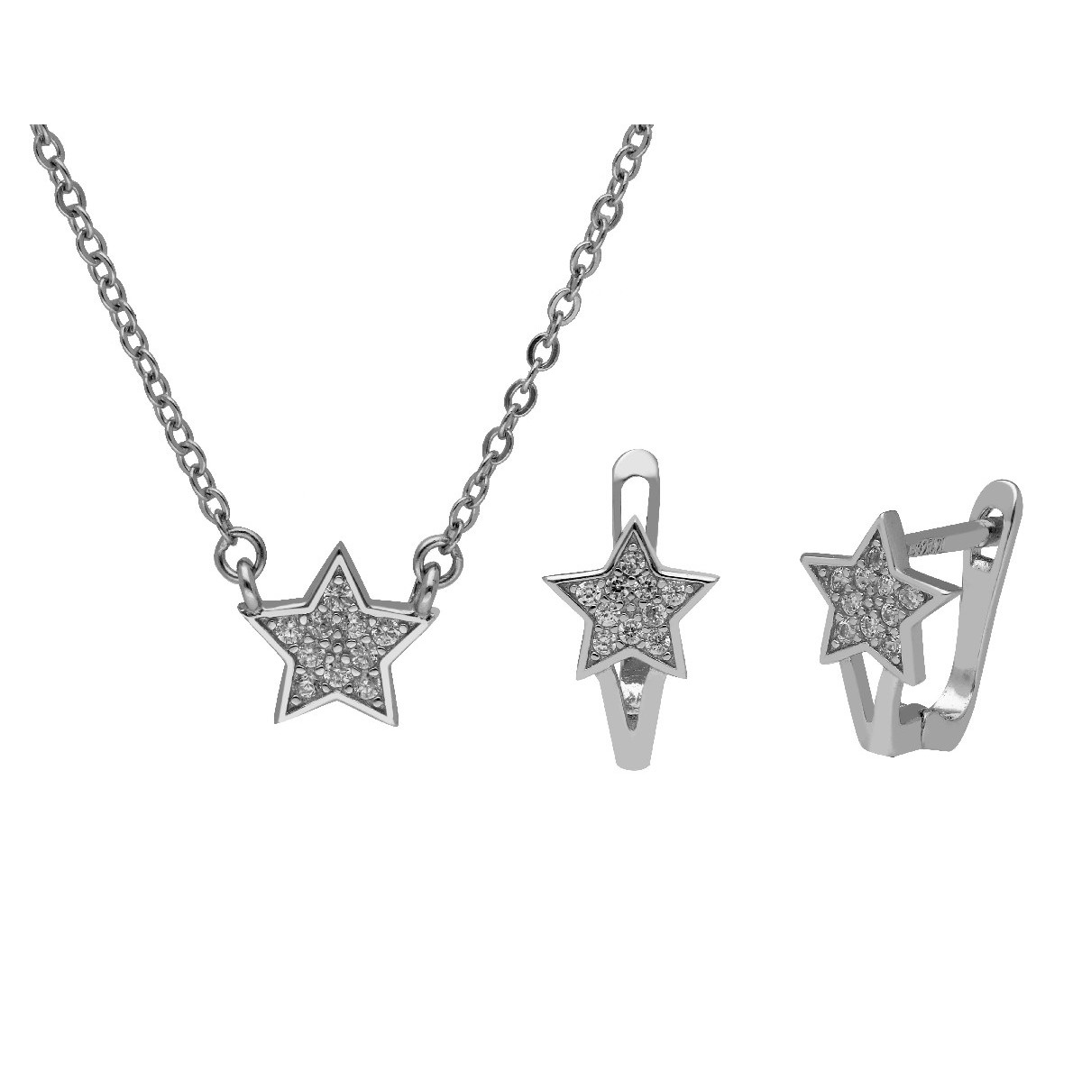 Conjunto estrellas plata y circonitas - MED301C