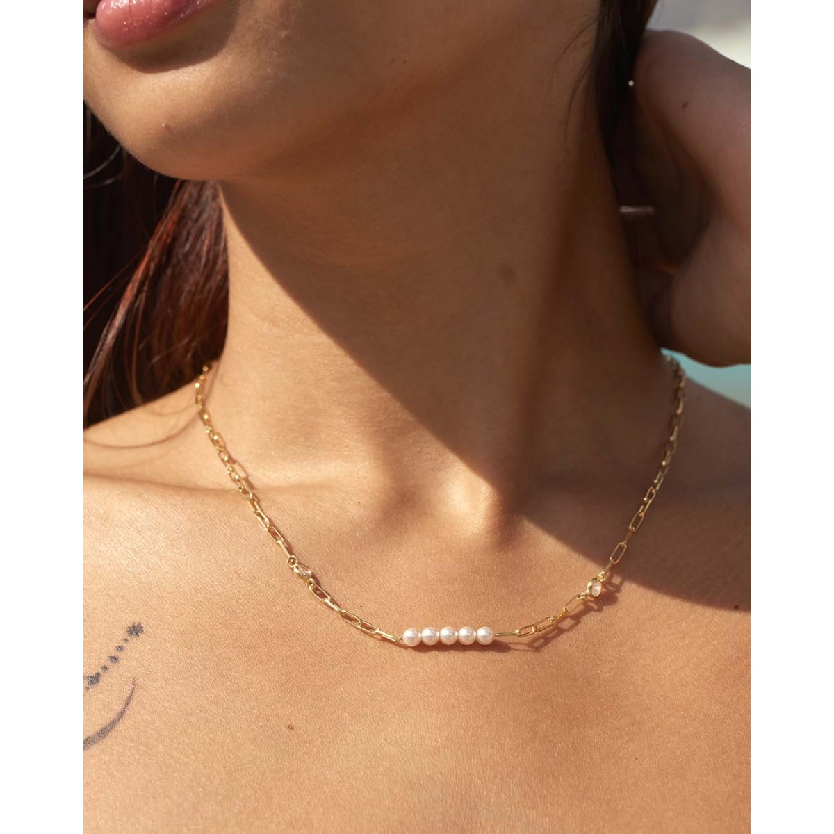Collar plata y perlas - LAF6416CL