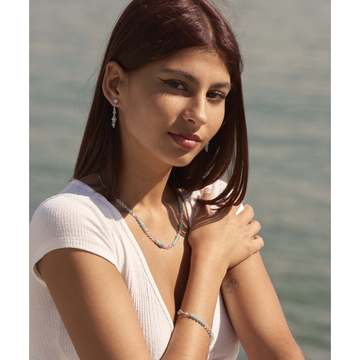 Collar plata y Liska Crystals - LSW3236CL-AQ