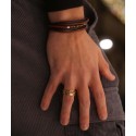 Pulsera acero y piel - 87BR004