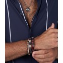 Pulsera acero y piel - NTK043BR