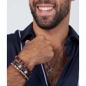Pulsera ancla acero y piel - NTK042BR