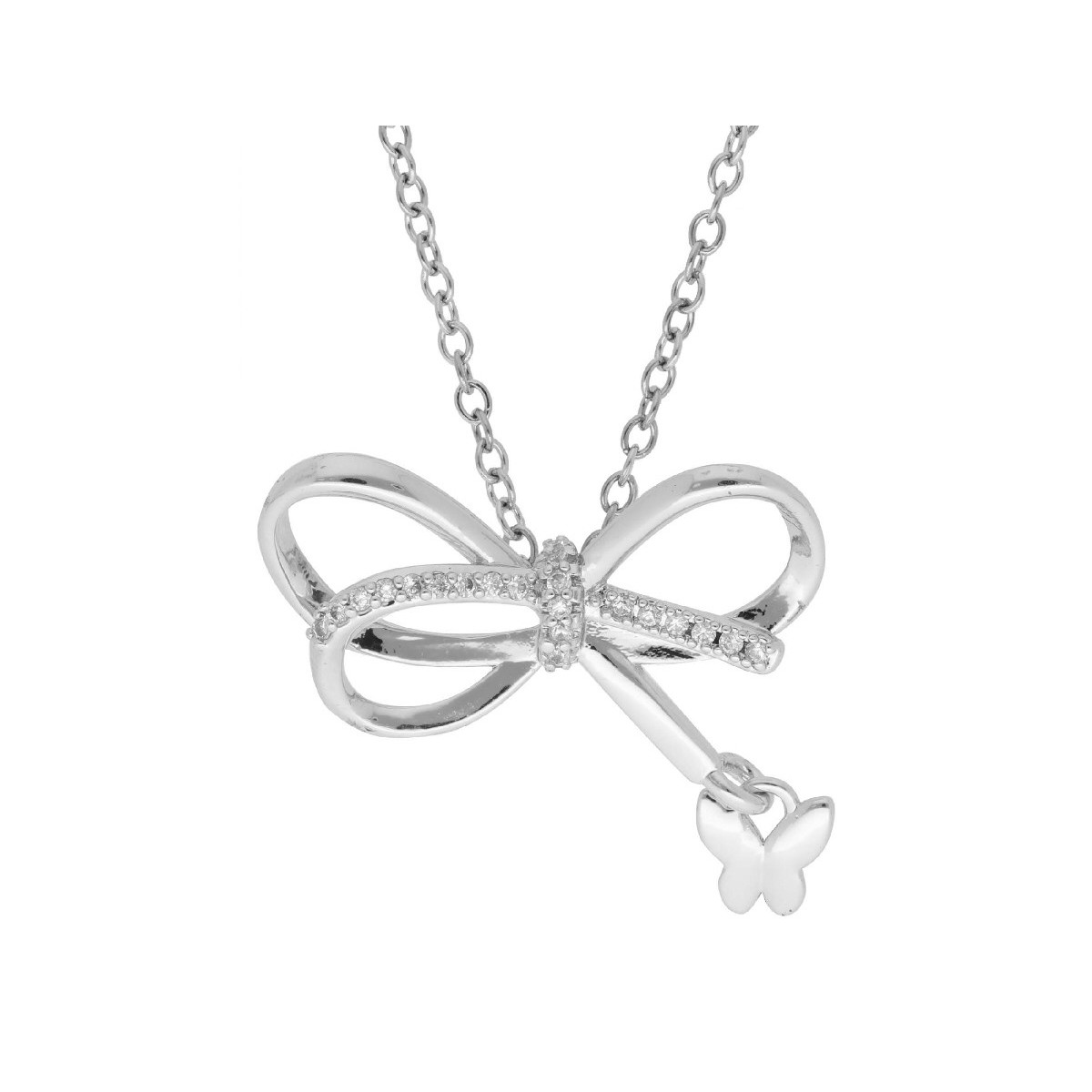Colgante lazo mariposa acero y circonita - CH082CL
