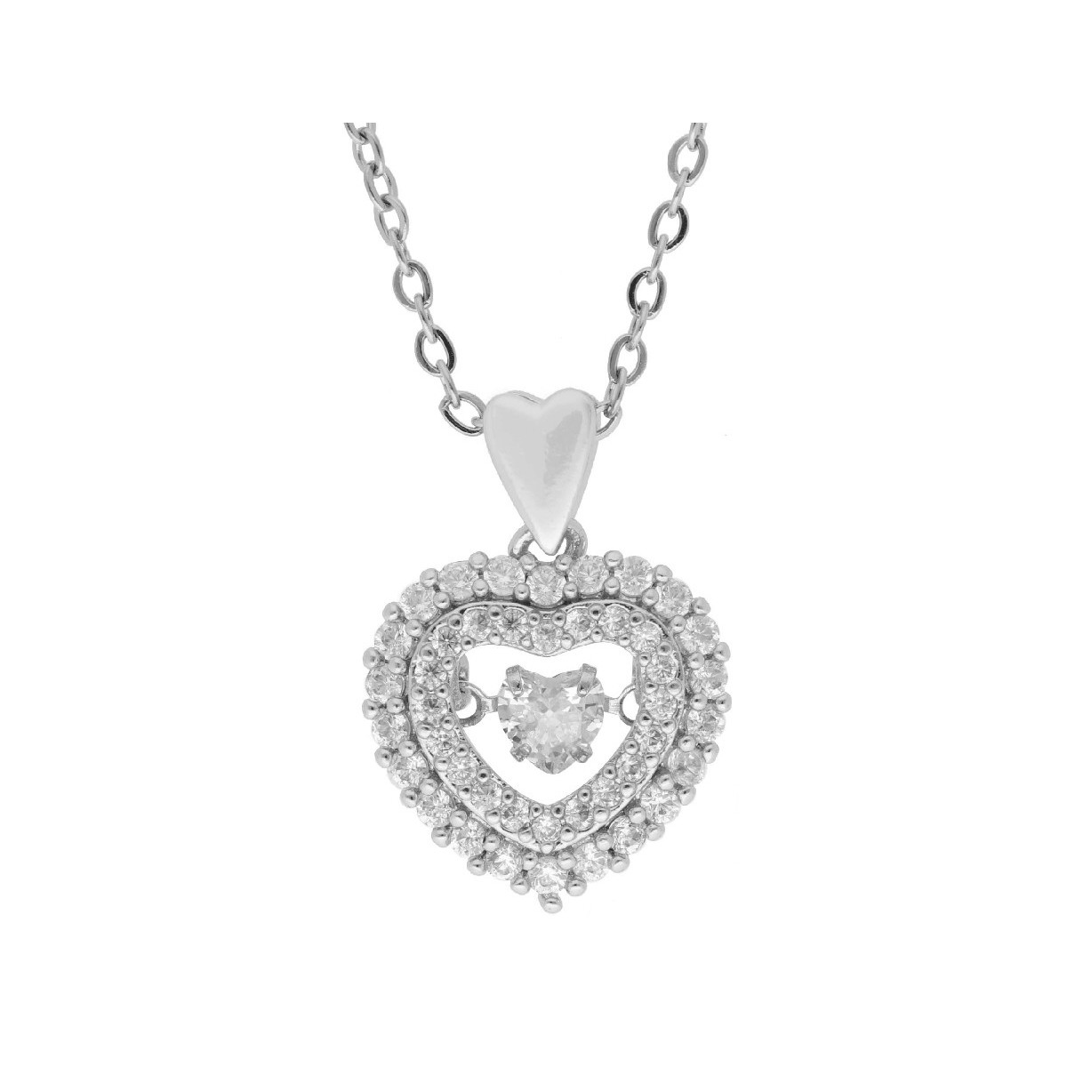 Colgante corazón acero y circonitas - CH087CL
