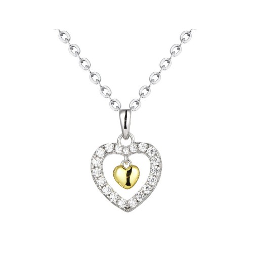 Colgante corazón plata y circonitas - LAD7320CL