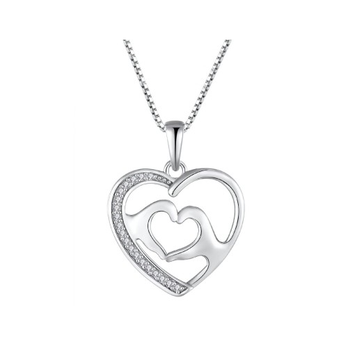 Colgante corazón plata y circonitas - LAD7330CL