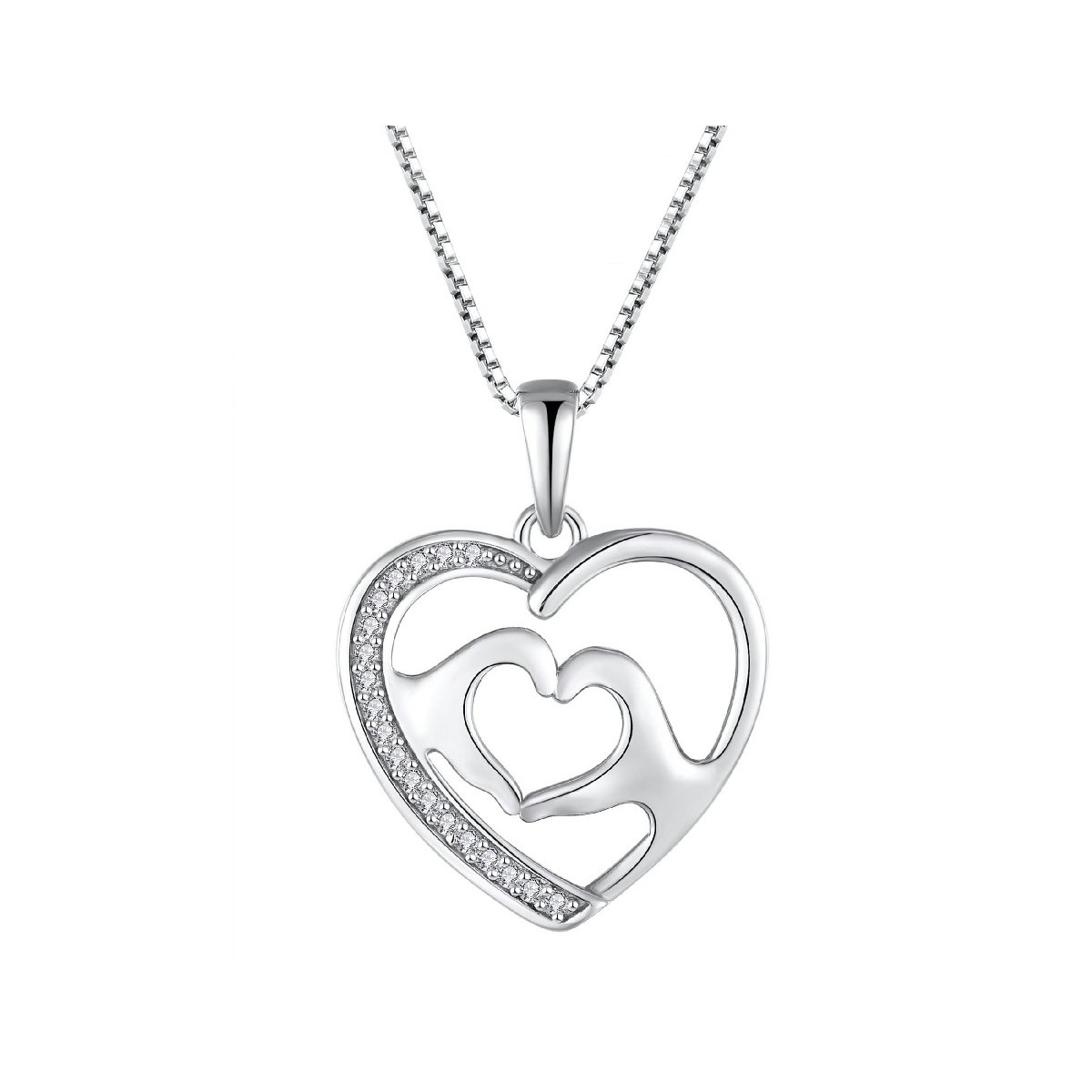 Colgante corazón plata y circonitas - LAD7330CL