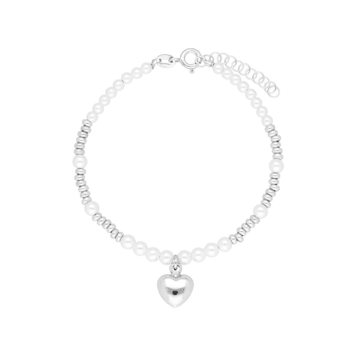 Pulsera corazón plata y perlas - LAF6511BR