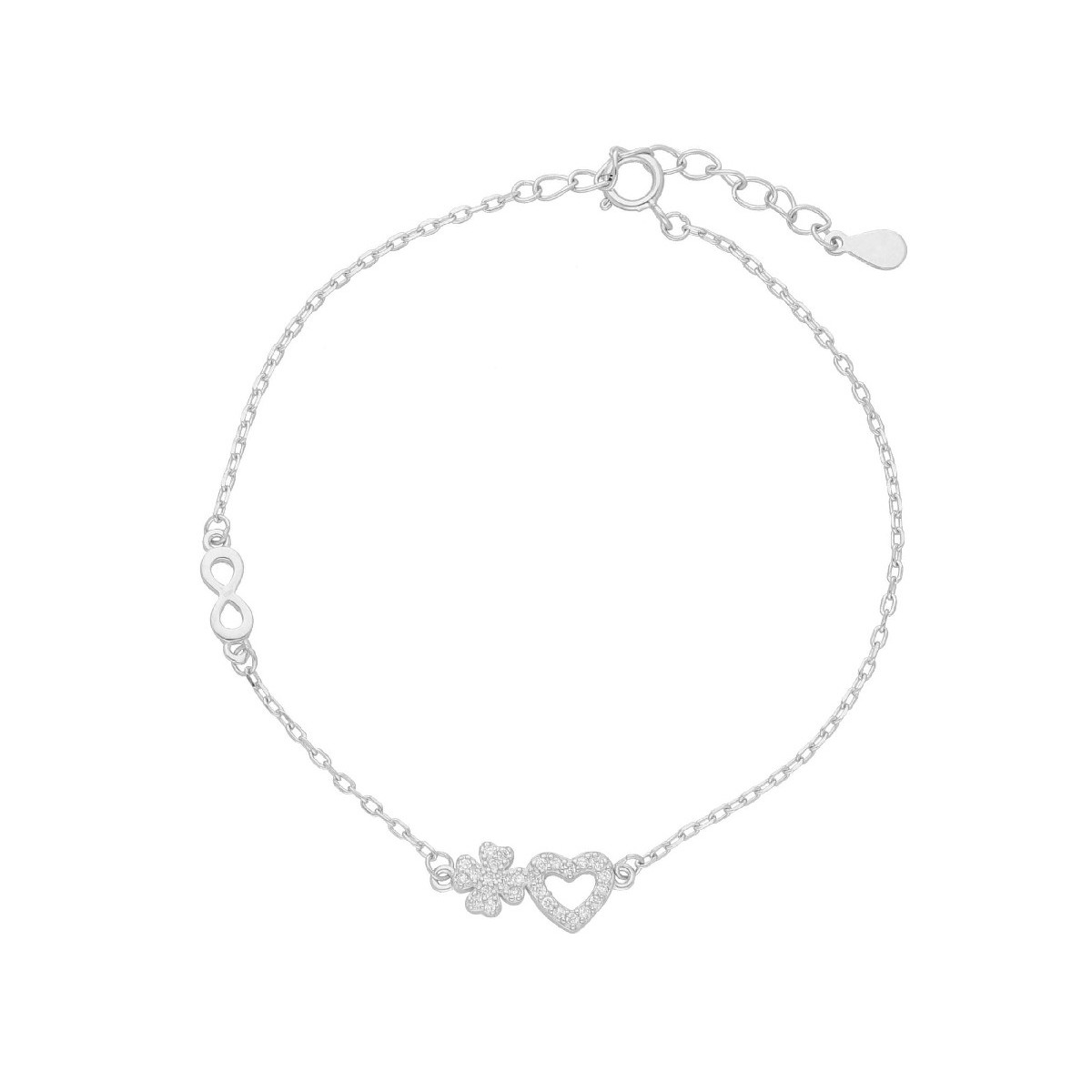 Puls.corazón, infinito y trébol plata  - LAD4765BR
