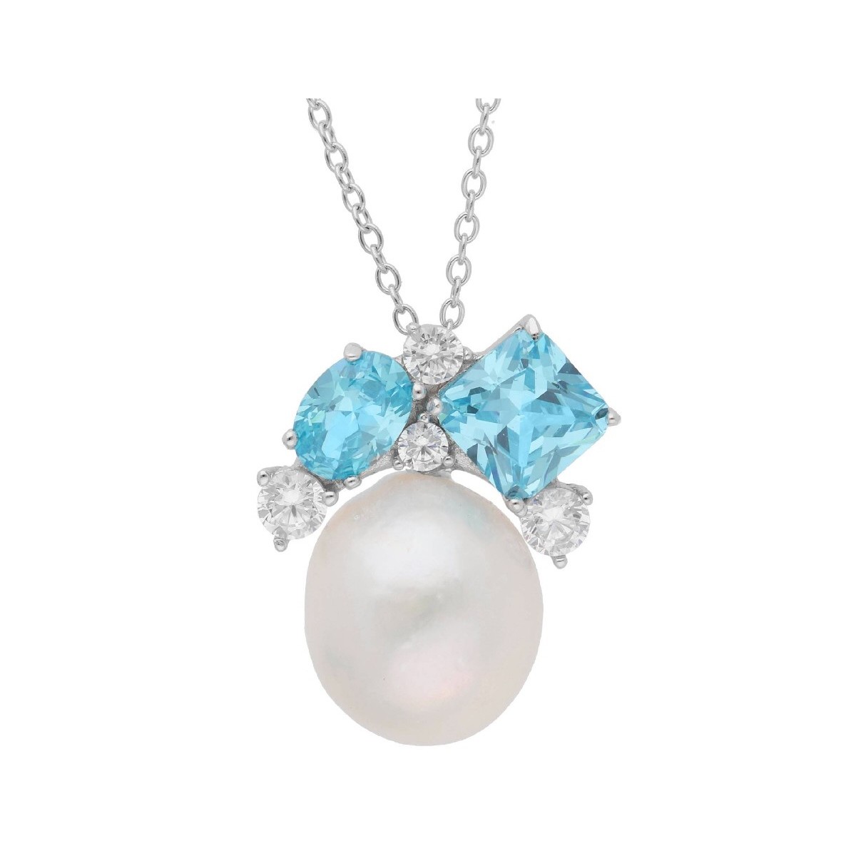 Colgante plata, perlas y circonitas - MEP040CL