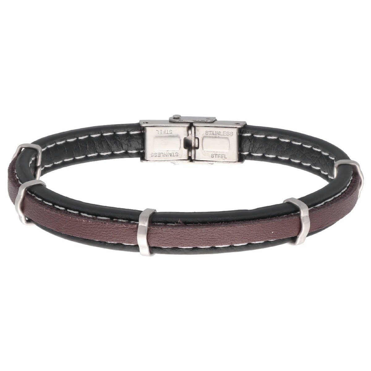 Pulsera piel y acero - 87BR033-NM