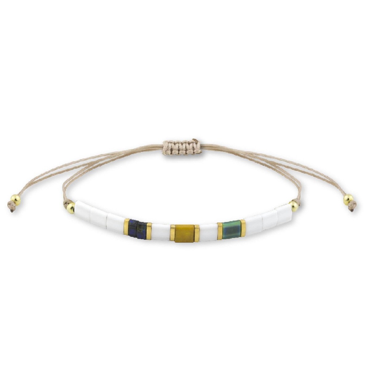 Pulsera plata y piedras naturales - MED400-6