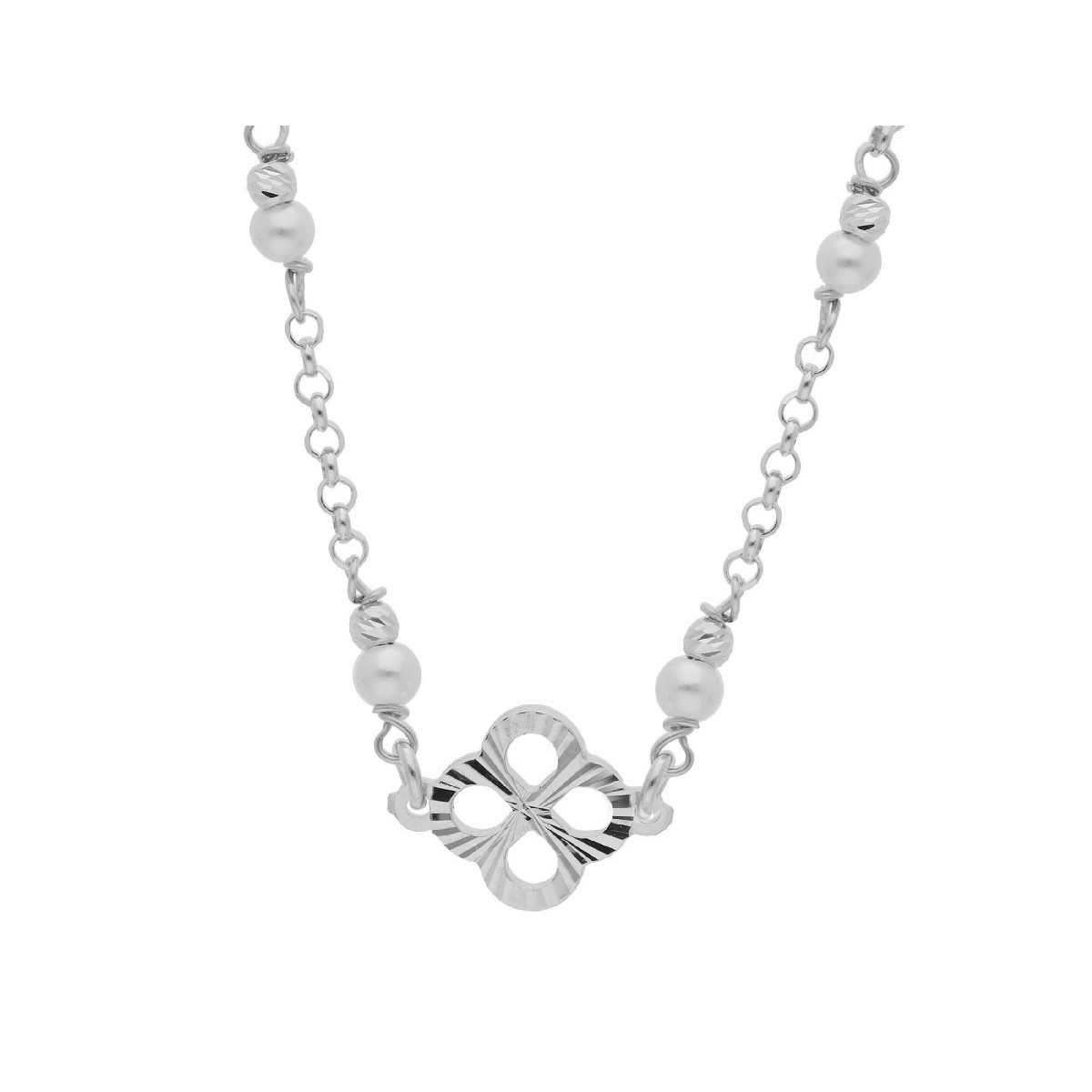 Colgante trébol plata y perlas - LAF6523CL