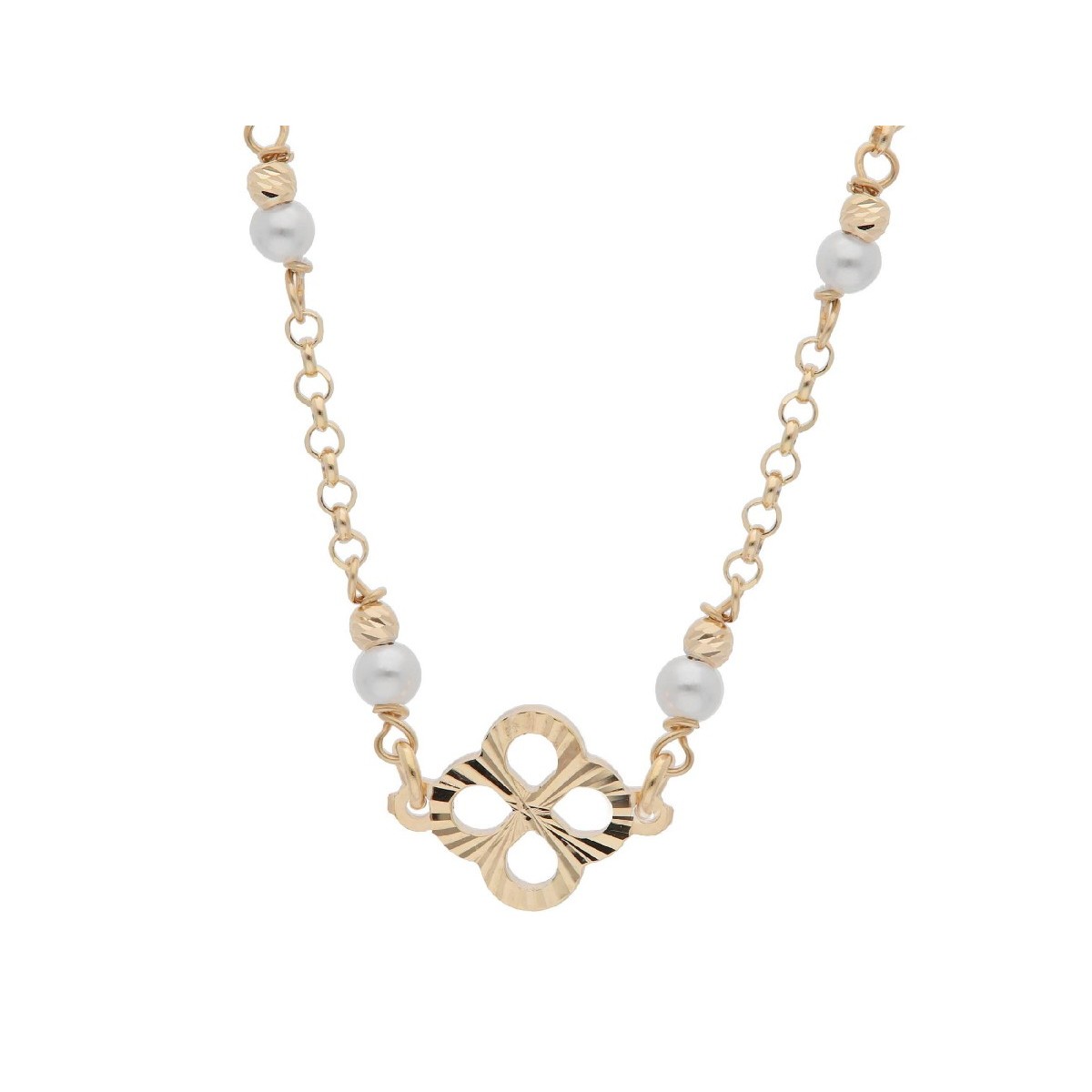 Colgante trébol plata y perlas - LAF6523CL-D