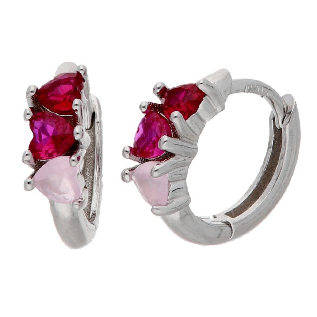 Ptes corazones plata y circonitas - MED407A