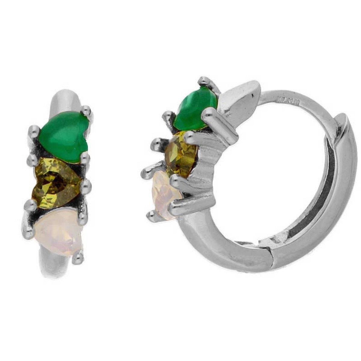 Ptes corazones plata y circonitas - MED408A